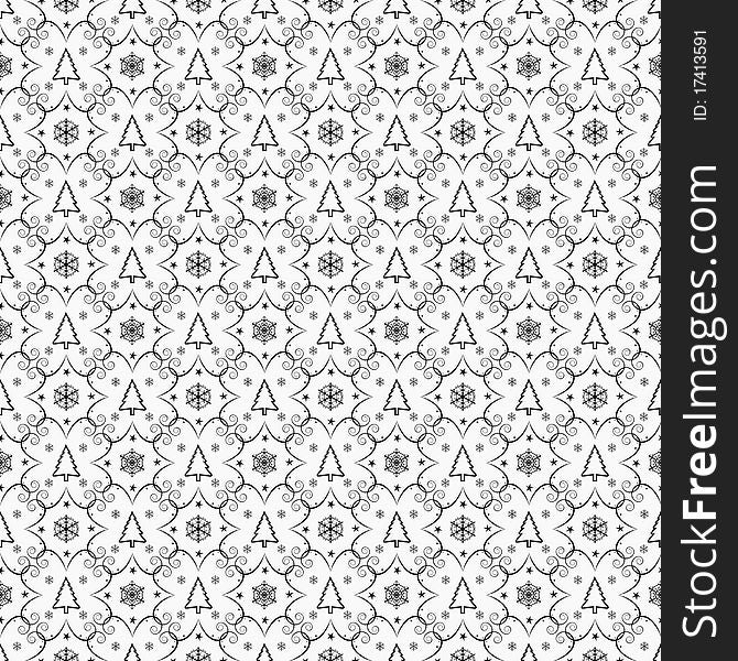 Winter chrismas black and white seamless background. Winter chrismas black and white seamless background