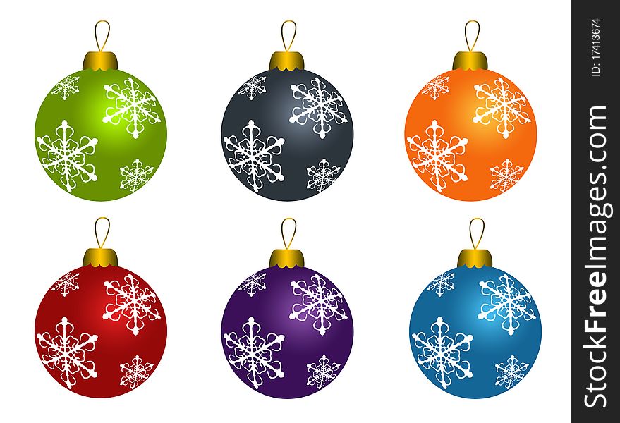 Set of colorful christmas balls. Set of colorful christmas balls