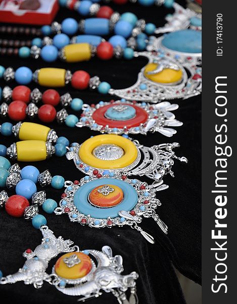 Antique Tibetan necklace, Buddhist bells. Antique Tibetan necklace, Buddhist bells