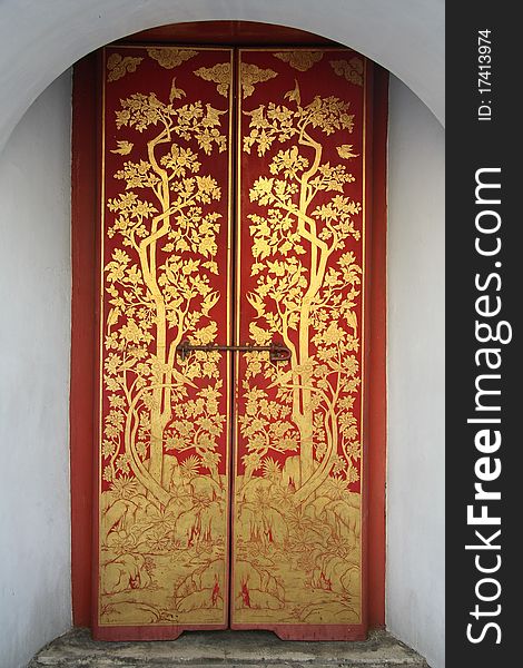 Thai Painting Door Art In Temple