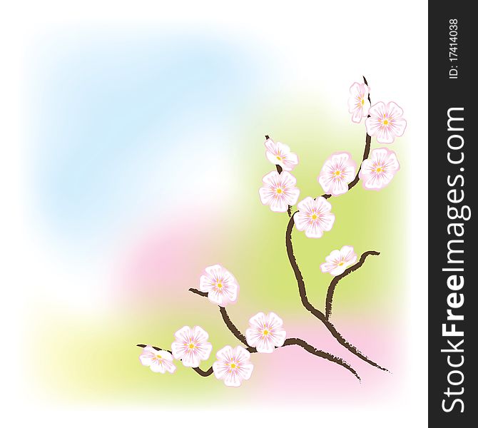 Light background with flowering branch.