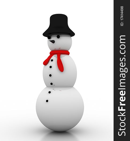 3d Snowman in white background