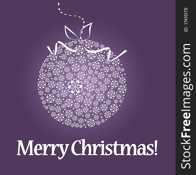 White christmas ball on purple background