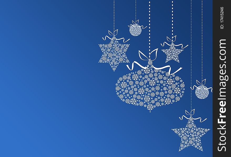 Blue new year background with christmas balls. Blue new year background with christmas balls