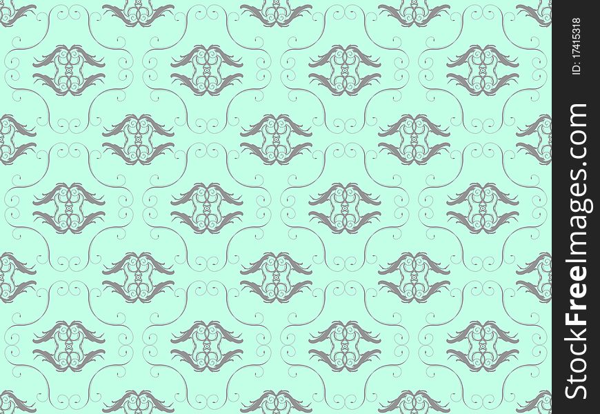 Blue damask seamless wallpaper pattern