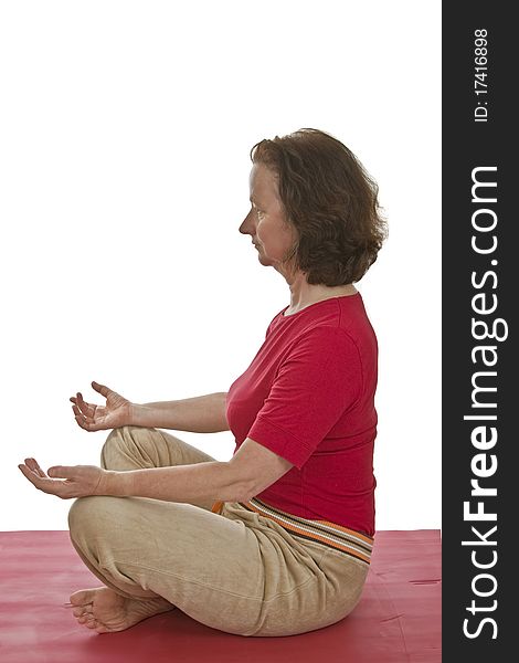 Woman doing yoga exercises - isolated on wwhite background. Woman doing yoga exercises - isolated on wwhite background