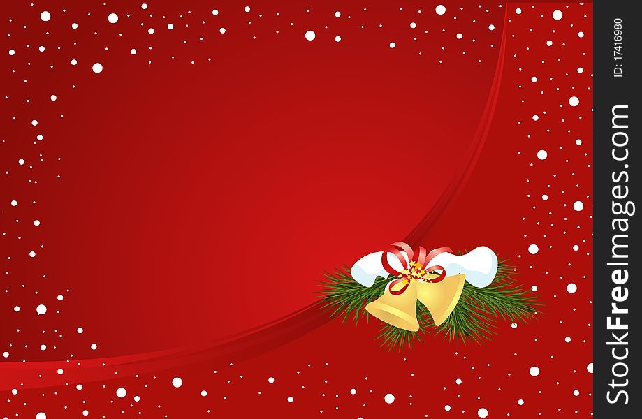 Red background with Christmas bells (horizontal)