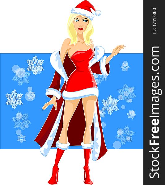 Fashion sexy girl in a Christmas Santa suit. Fashion sexy girl in a Christmas Santa suit