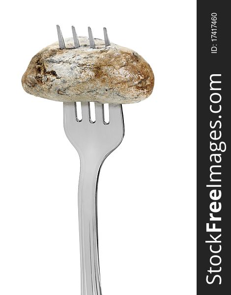 Metal fork with a stone