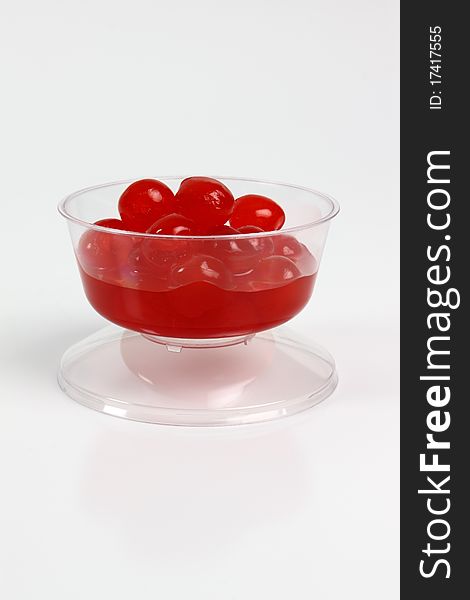 Plastic plate with several cherries. Plastic plate with several cherries