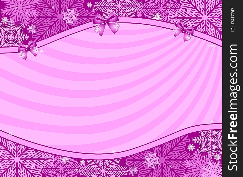 Pink winter background with snowflakes and stripes. Pink winter background with snowflakes and stripes