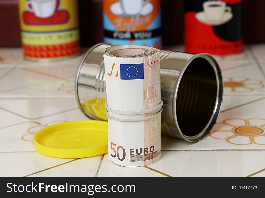 Euros hidden in the kitchen