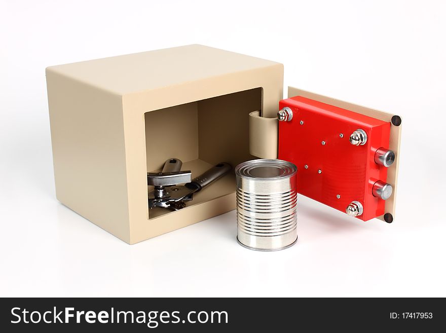 Metal security box with food