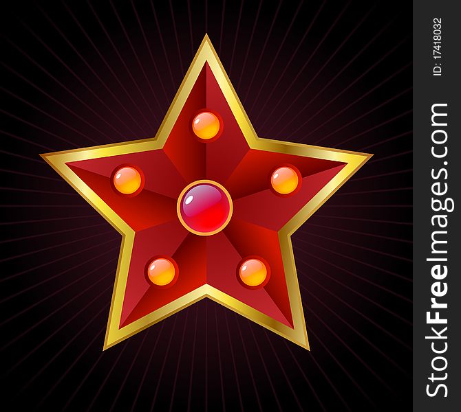 Red star on dark background.