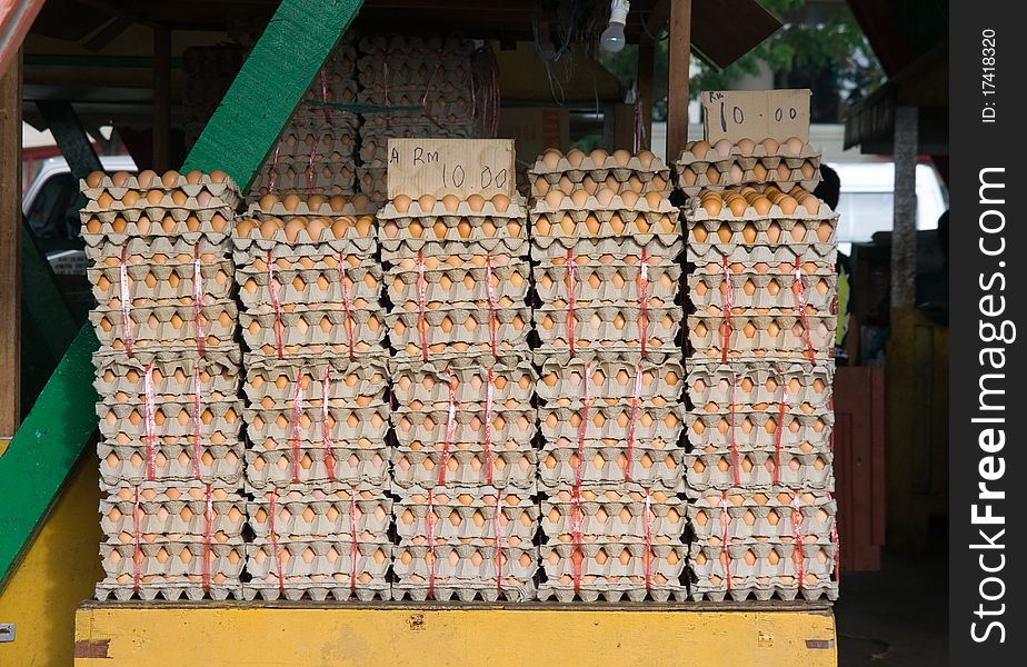 Eggs for sale in Asia street market