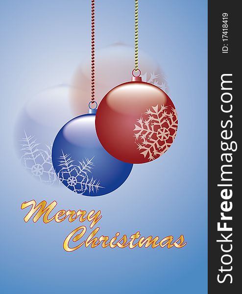 Illustration marry christmas with ball decoration on blue background. Illustration marry christmas with ball decoration on blue background