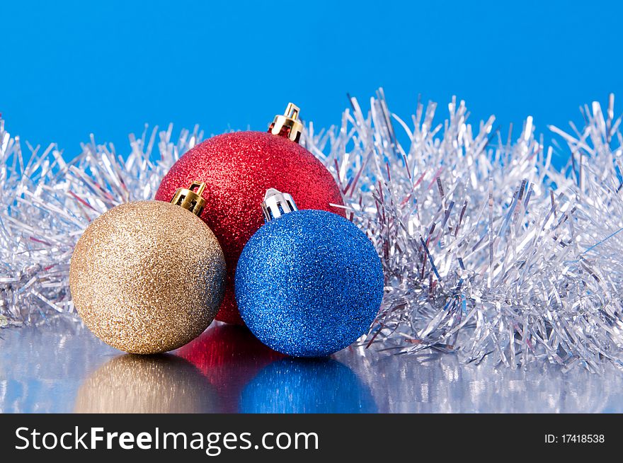 Colored objects for decorating the Christmas and New Year. Colored objects for decorating the Christmas and New Year