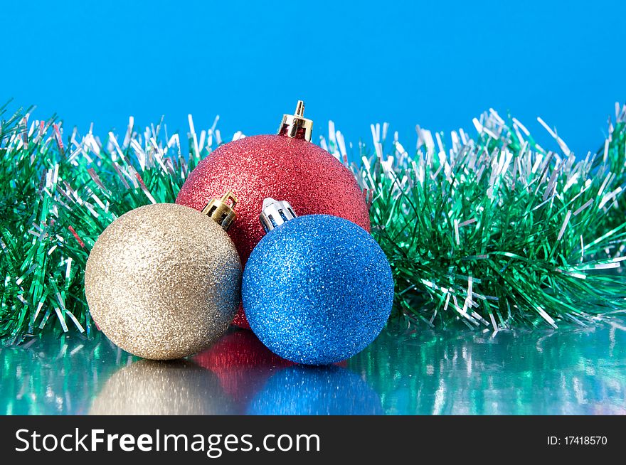 Colored objects for decorating the Christmas and New Year. Colored objects for decorating the Christmas and New Year