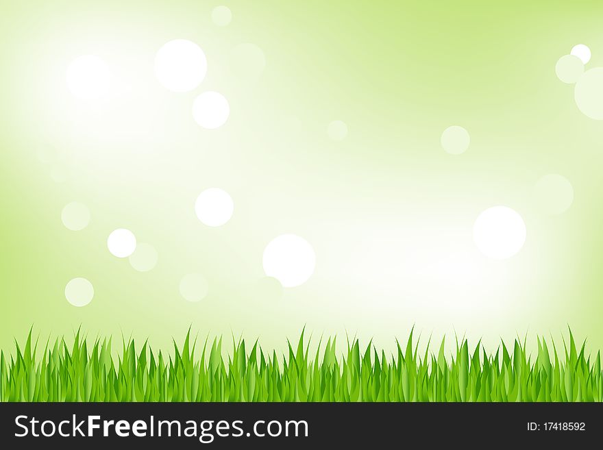 Background Of Green Grass, On Green Background With Bokeh. Background Of Green Grass, On Green Background With Bokeh