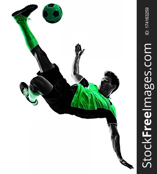 Young Soccer Player Man Silhouette Shadow Isolated White Background