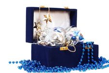 Christmas Decoration In Blue Box Stock Image Christmas Decoration In Blue Box Stock Image