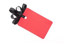 Red Gift Tag With Black Bow Stock Images