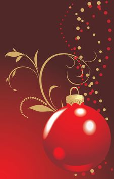 Christmas Red Ball On The Decorative Background Stock Photos Christmas Red Ball On The Decorative Background Stock Photos