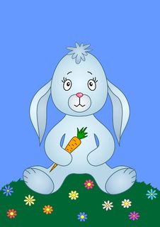 Rabbit With Carrot On A Meadow Royalty Free Stock Photography Rabbit With Carrot On A Meadow Royalty Free Stock Photography