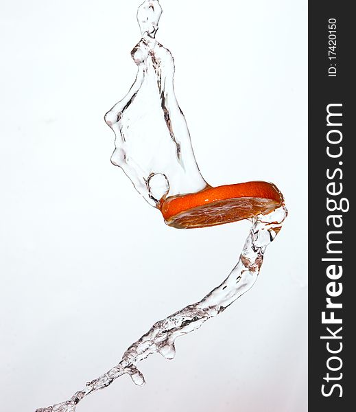 Orange splashes on white background