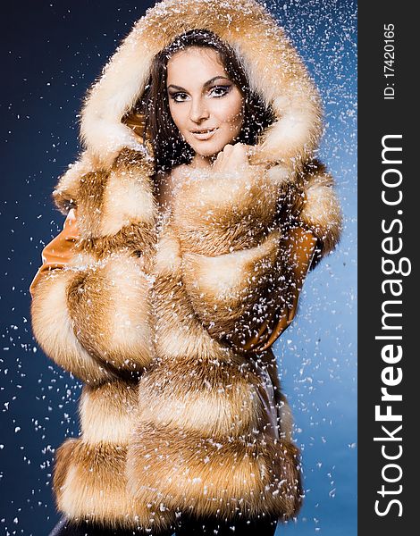 Beautiful woman in a fur coat