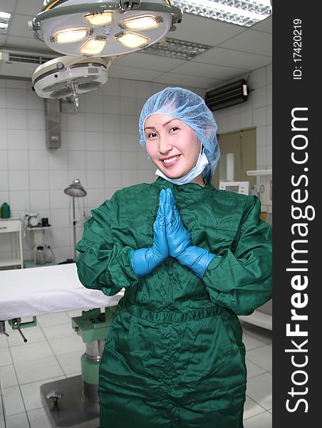 Happy smiling operating room nurse