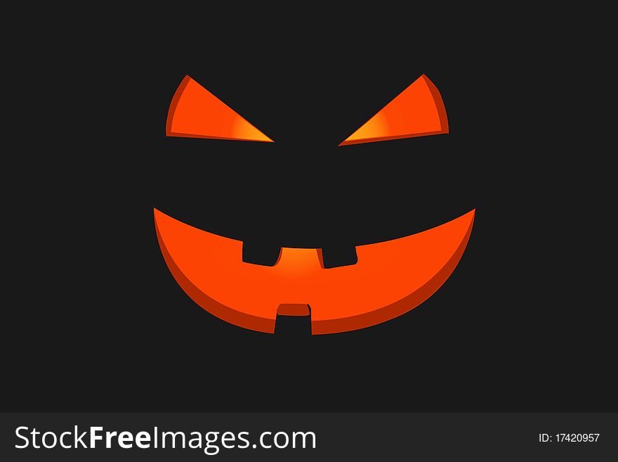 Orange helloween face on a black