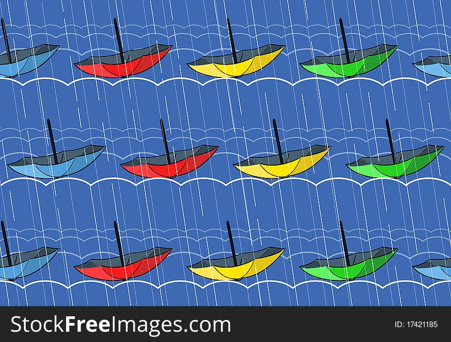 Seamless background with umbrellas on blue. Seamless background with umbrellas on blue