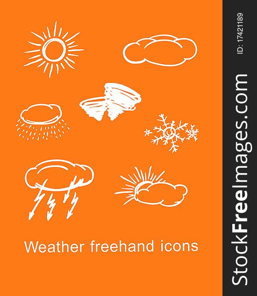 Wheather freehand icons on orange. Wheather freehand icons on orange