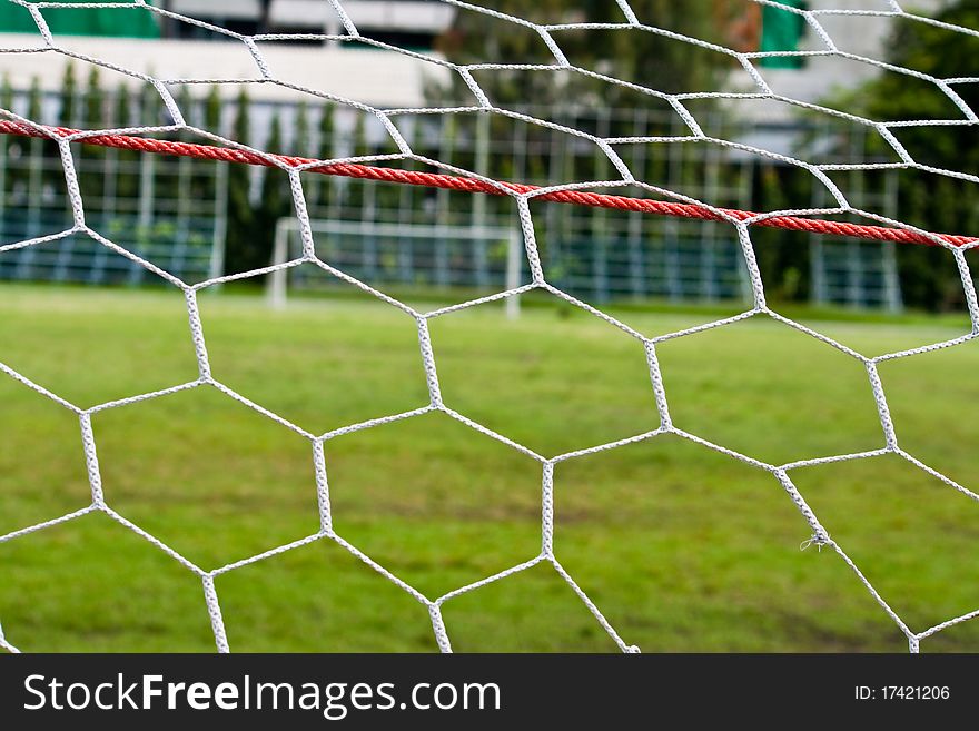 Net in the goal at soccer field