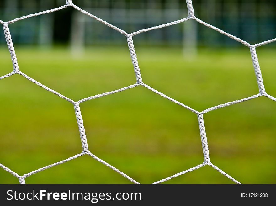 Net in the goal at soccer field