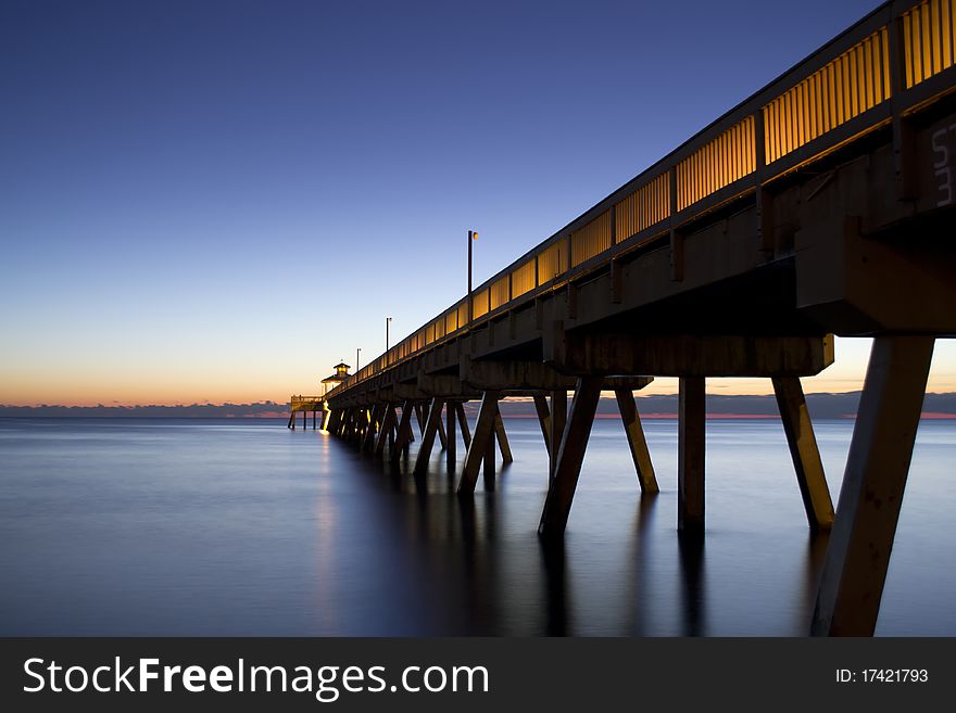 Beautiful florida coast on sunset from pier. Beautiful florida coast on sunset from pier