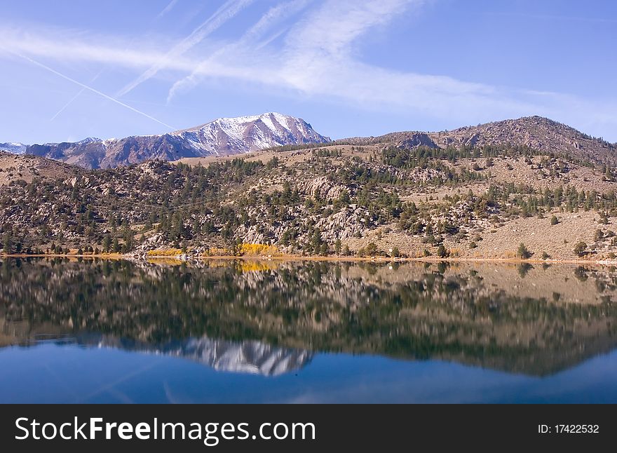 Scenic view of a Mountain and Lake with Reflection in the Easter Sierra