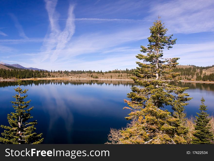 Scenic view of a Mountain and Lake with Reflection in the Easter Sierra