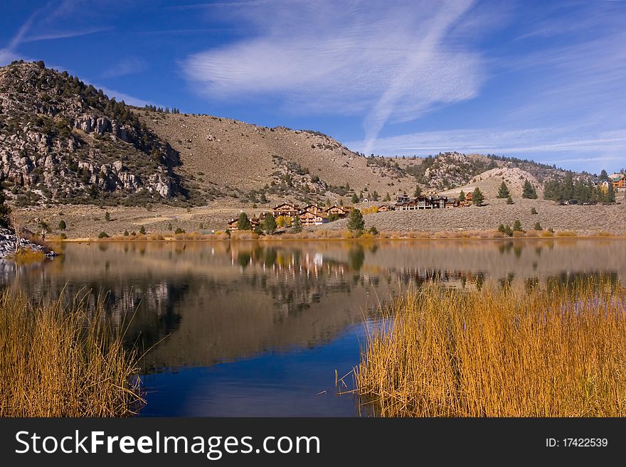 Scenic view of a Mountain and Lake with Reflection in the Easter Sierra