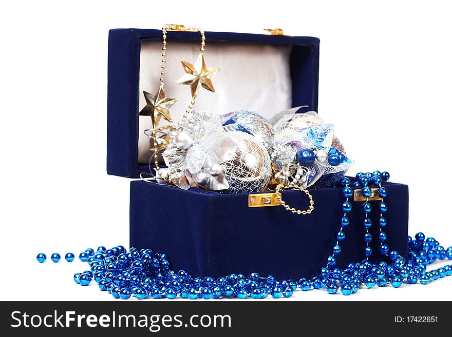 Christmas Decoration In Blue Box