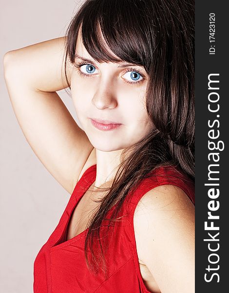 Portrait of beauty woman with big blue eyes. Portrait of beauty woman with big blue eyes