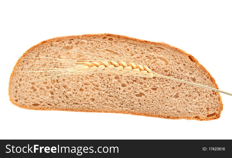 Slice of bread on a white background