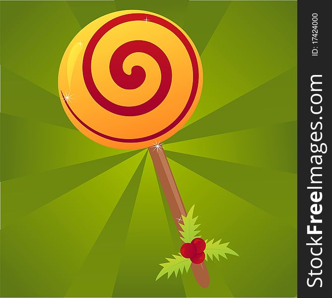 Christmas lollipop background with berry