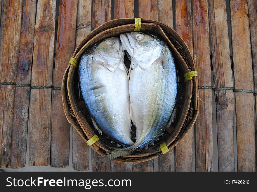 A pair of mackerel fish sell in the food market