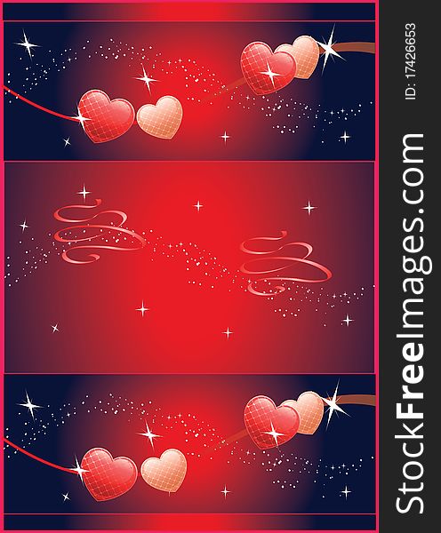 Hearts illustration in abstract red royal background. Hearts illustration in abstract red royal background