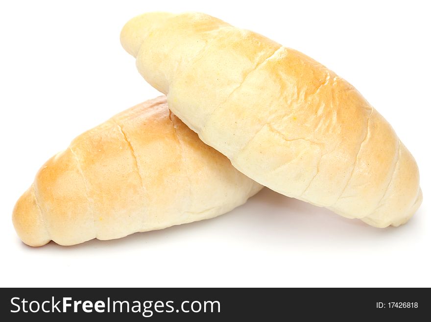 Two croissants isolated on white background