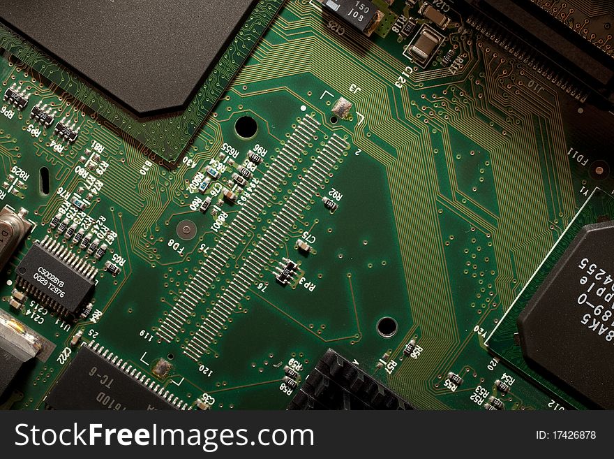 Close-up circuit board background. Close-up circuit board background