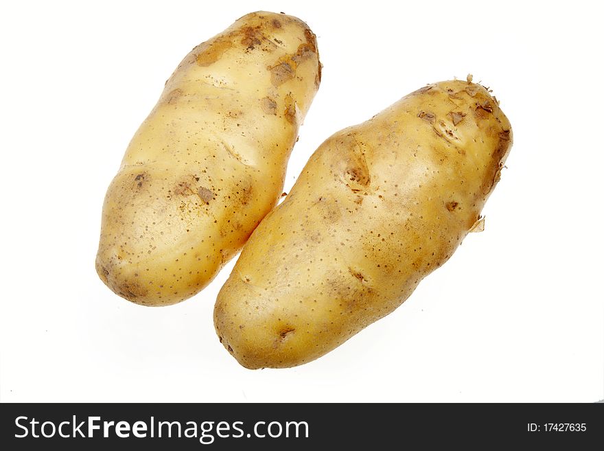 Two potatoes islated on white.