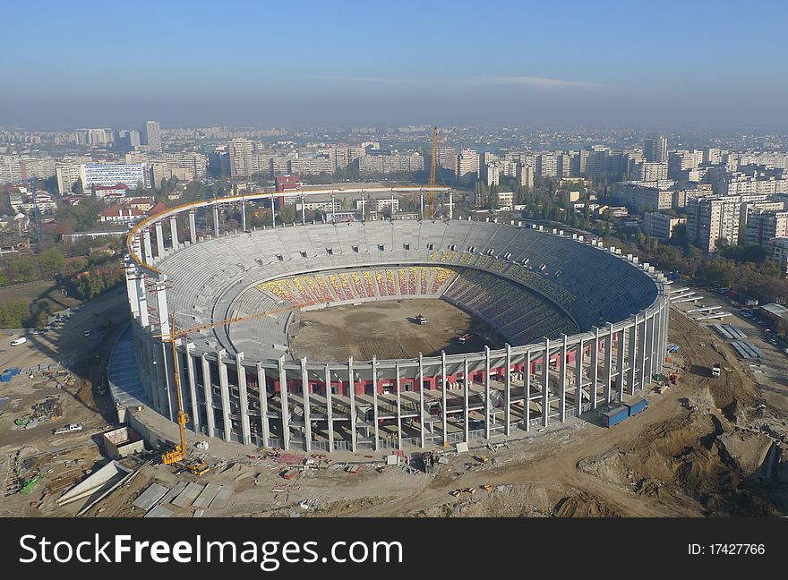 Aerial stadium ,Lia Manoliu- Romania in construction.